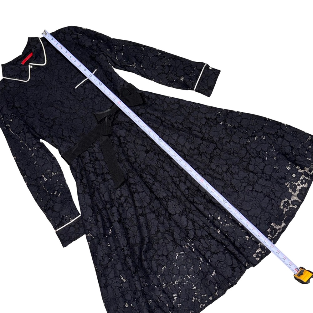 CH Carolina Herrera Floral Lace Peter Pan Collar Dress Women 10 Black Luxury - Picture 14 of 16